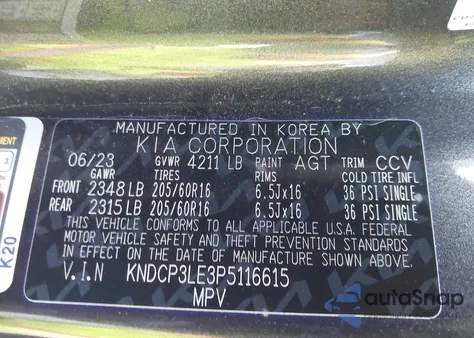 2023 Kia Niro Lx z USA, uszkodzony, nr VIN KNDCP3LE3P5116615